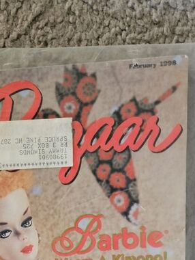Barbie Magazine Cover - Red and Cream Graphic Logo $8 Issue February 1998